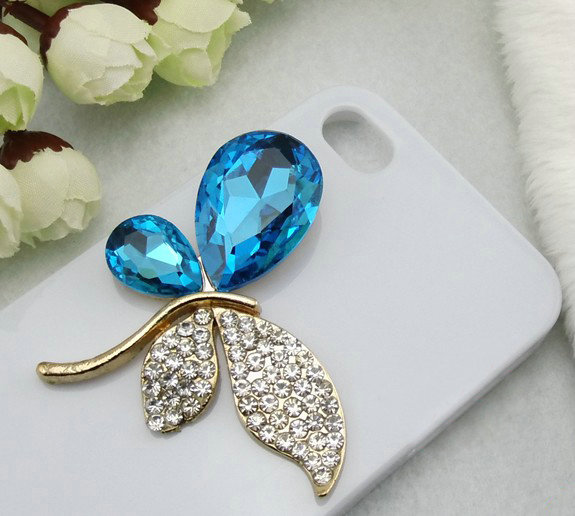 Bling Butterfly Alloy Metal Rhinestone Crystal DIY Phone Case Cover Deco Kit - Blue