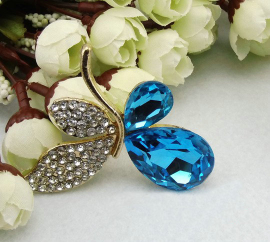 Bling Butterfly Alloy Metal Rhinestone Crystal DIY Phone Case Cover Deco Kit - Blue