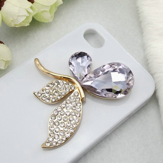 Bling Butterfly Alloy Metal Rhinestone Crystal DIY Phone Case Cover Deco Kit - Purple