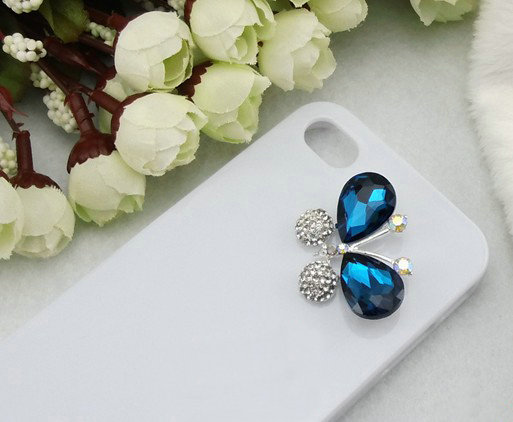 Bling Butterfly Alloy Rhinestone Crystal DIY Phone Case Cover Deco Den Kit - Blue