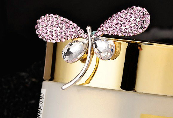 Bling Butterfly Alloy Rhinestone Crystal DIY Phone Case Cover Deco Kit - Pink