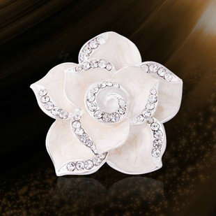Bling Camellia Flower Alloy Rhinestone Crystal DIY Phone Cover Case Deco Kit - White