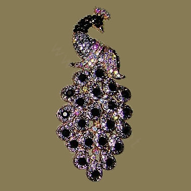 Bling Crystal Peacock Alloy Rhinestone Flatback DIY Phone Case Cover Deco Kit - Black