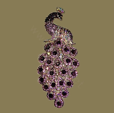 Bling Crystal Peacock Alloy Rhinestone Flatback DIY Phone Case Cover Deco Kit - Purple