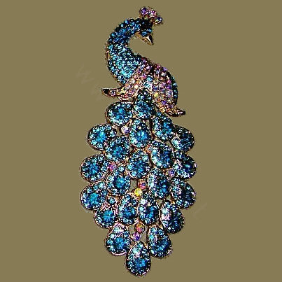 Bling Crystal Peacock Alloy Rhinestone Flatback DIY Phone Case Cover Deco Kit - Sky blue