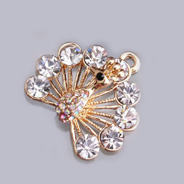 Bling Cute Peacock Alloy Crystal Rhinestone Flatback DIY Phone Case Cover Deco Kit - White