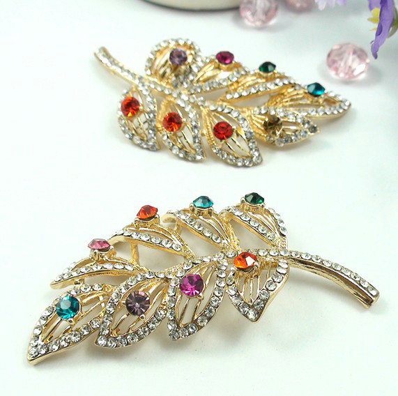 Bling Feather Alloy Rhinestone Crystal DIY Phone Case Cover Deco Kit - Color