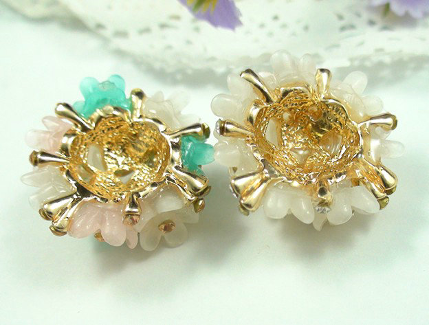 Bling Flower Alloy Crystal Rhinestone DIY Phone Case Cover Deco Kit 29mm - Green