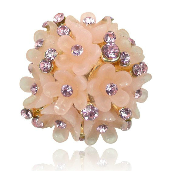 Bling Flower Alloy Crystal Rhinestone DIY Phone Case Cover Deco Kit 29mm - Pink