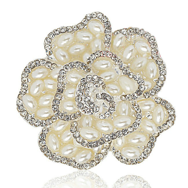 Bling Flower Alloy Crystal Rhinestone DIY Phone Case Cover Deco Kit 49*48mm - White