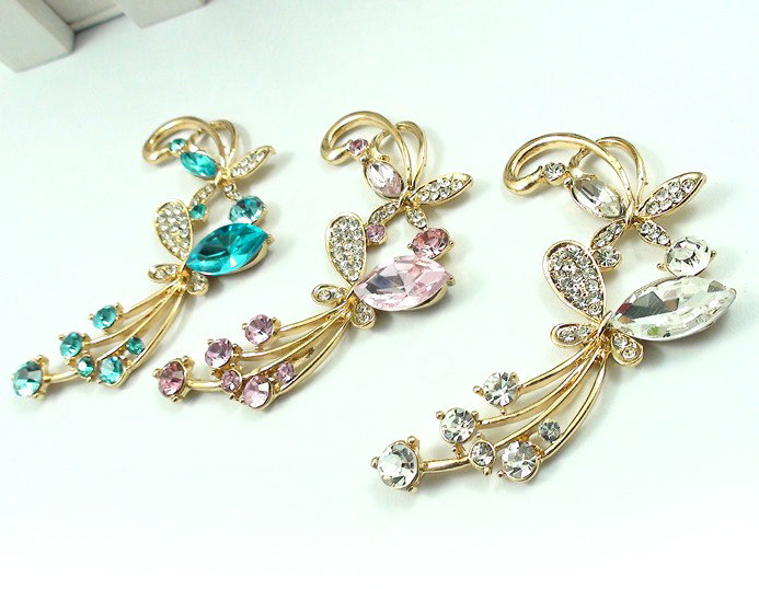 Bling Flower Alloy Crystal Rhinestone DIY Phone Case Cover Deco Kit 65*45mm - Blue