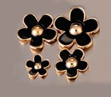 Bling Flower Alloy Metal Crystal DIY Phone Case Cover Deco Kit 17mm - Black