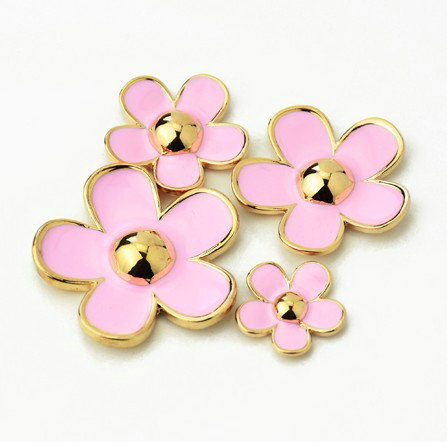 Bling Flower Alloy Metal Rhinestone DIY Phone Case Cover Deco Kit - Pink 04