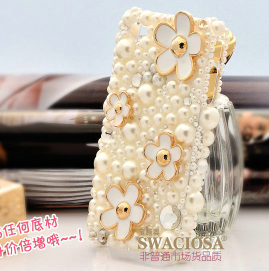 Bling Flower Alloy Metal Rhinestone DIY Phone Case Cover Deco Kit - White 02