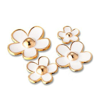 Bling Flower Alloy Metal Rhinestone DIY Phone Case Cover Deco Kit - White