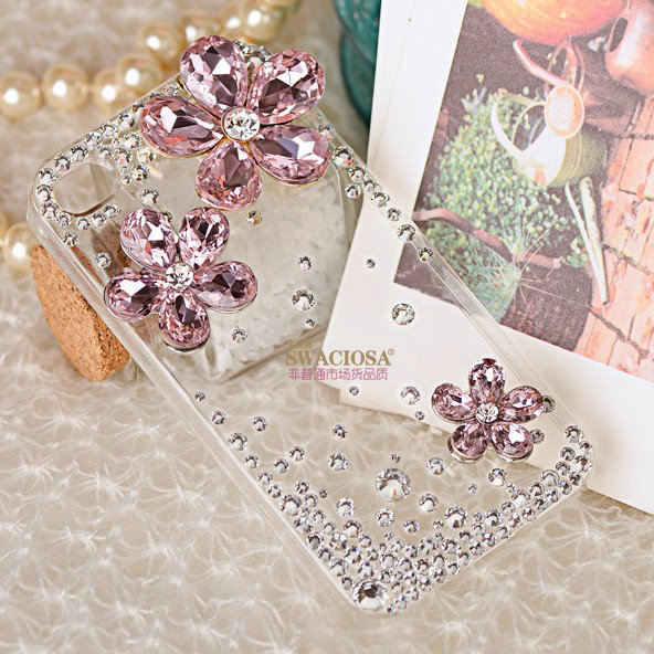 Bling Flower Alloy Rhinestone Crystal DIY Phone Case Cover Deco Kit 20mm - Pink