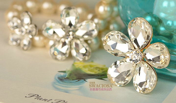 Bling Flower Alloy Rhinestone Crystal DIY Phone Case Cover Deco Kit 20mm - White