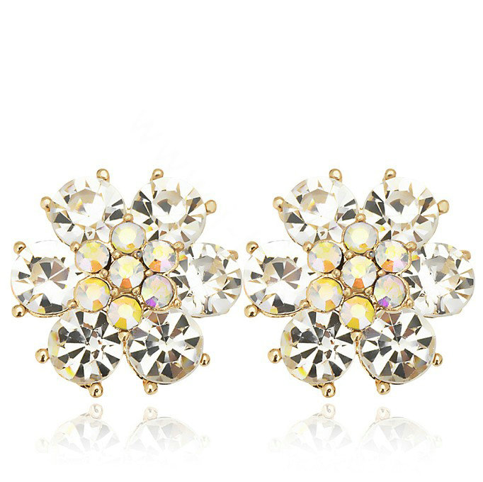 Bling Flower Alloy Rhinestone Crystal DIY Phone Case Cover Deco Kit 23mm - White