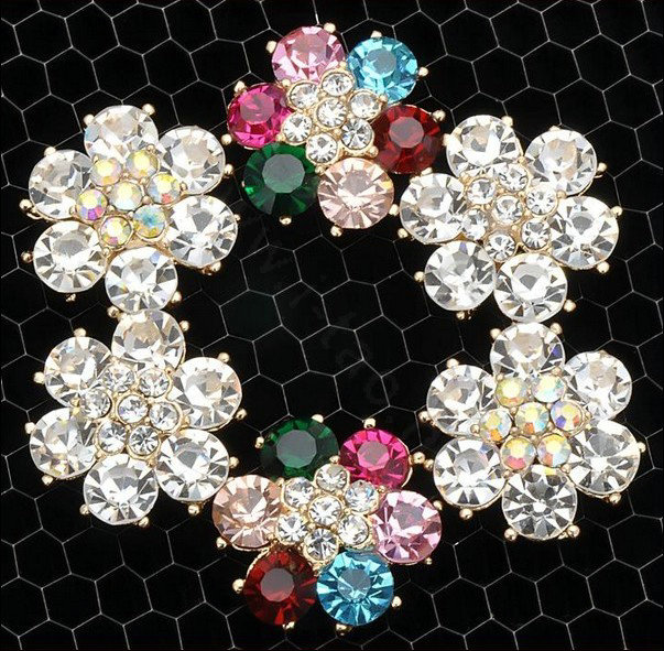 Bling Flower Alloy Rhinestone Crystal DIY Phone Case Cover Deco Kit 23mm - White