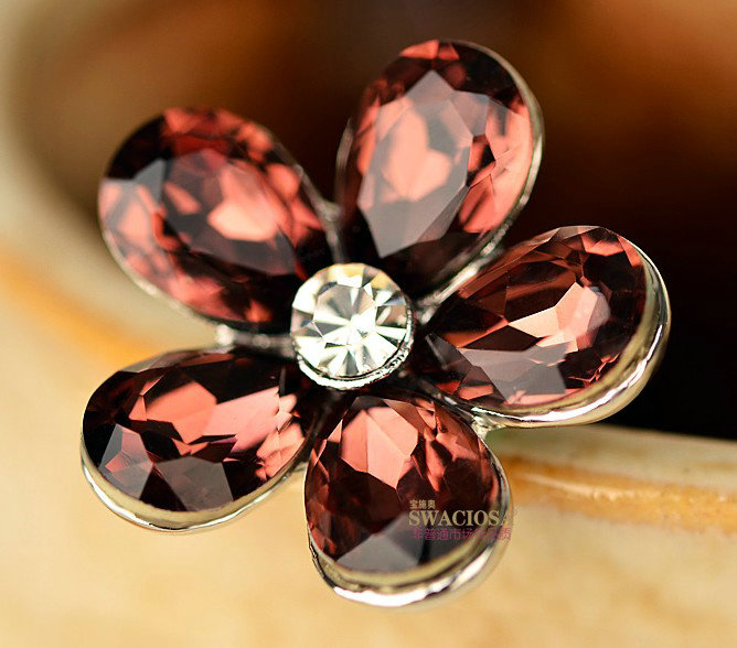 Bling Flower Alloy Rhinestone Crystal DIY Phone Case Cover Deco Kit 30mm - Red
