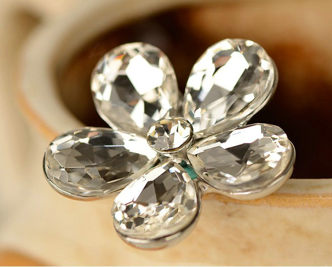 Bling Flower Alloy Rhinestone Crystal DIY Phone Case Cover Deco Kit 30mm - White