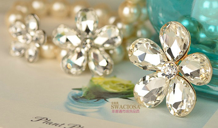 Bling Flower Alloy Rhinestone Crystal DIY Phone Case Cover Deco Kit 30mm - White