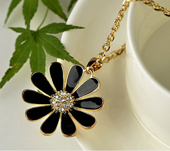 Bling Flower Alloy Rhinestone Crystal DIY Phone Case Cover Deco Kit 35mm - Black
