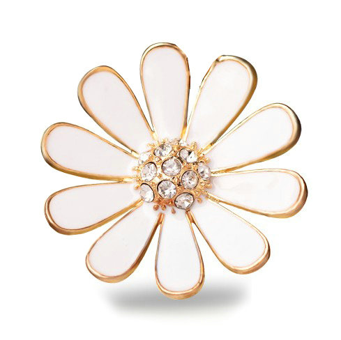 Bling Flower Alloy Rhinestone Crystal DIY Phone Case Cover Deco Kit 35mm - White