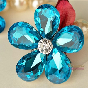 Bling Flower Alloy Rhinestone Crystal DIY Phone Case Cover Deco Kit 40mm - Blue