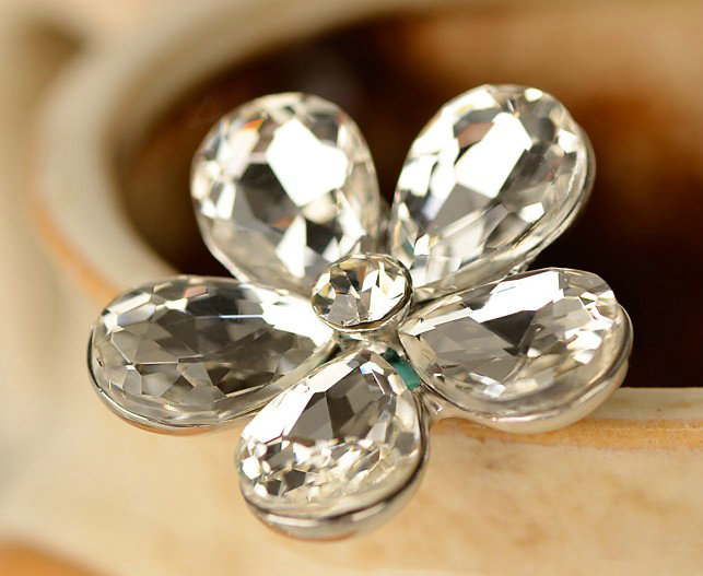 Bling Flower Alloy Rhinestone Crystal DIY Phone Case Cover Deco Kit 40mm - White