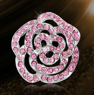 Bling Flower Alloy Rhinestone Crystal DIY Phone Cover Case Deco Kit - Pink