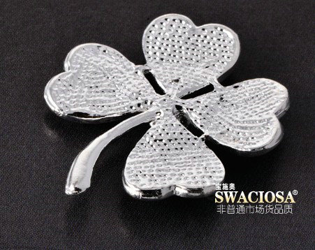Bling Leaf Clover Alloy Rhinestone Crystal DIY Phone Case Cover Deco Kit 33*35mm - Pink
