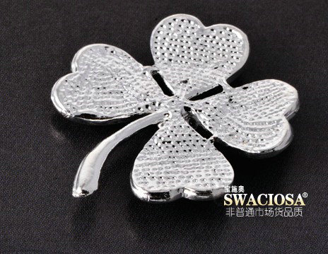 Bling Leaf Clover Alloy Rhinestone Crystal DIY Phone Case Cover Deco Kit 33*35mm - White