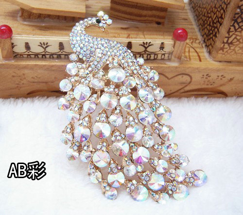 Bling Peacock Alloy Crystal Rhinestone Flatback DIY Phone Case Cover Deco Kit - AB Color