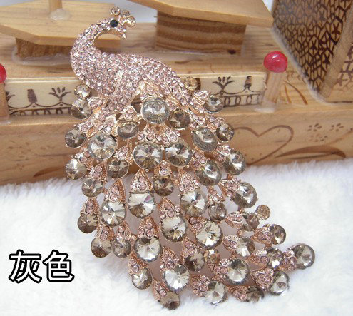 Bling Peacock Alloy Crystal Rhinestone Flatback DIY Phone Case Cover Deco Kit - Gray