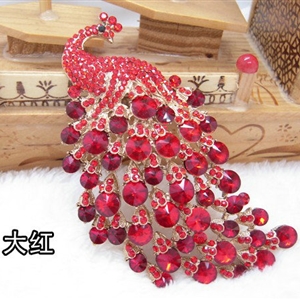 Bling Peacock Alloy Crystal Rhinestone Flatback DIY Phone Case Cover Deco Kit - Red