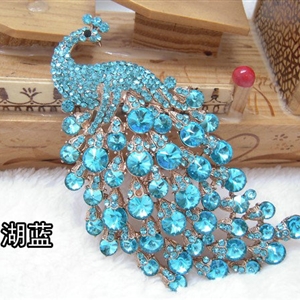 Bling Peacock Alloy Crystal Rhinestone Flatback DIY Phone Case Cover Deco Kit - Sky blue