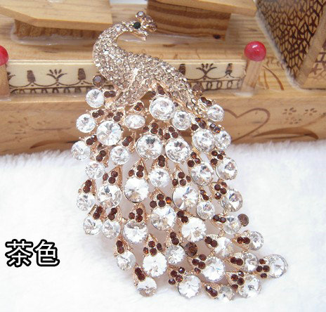 Bling Peacock Alloy Crystal Rhinestone Flatback DIY Phone Case Cover Deco Kit - Tawny