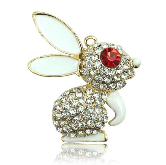 Bling Rabbit Alloy Rhinestone Crystal DIY Phone Case Cover Deco Kit 48*40mm - White