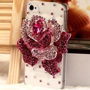 Bling Rose Flower Alloy Rhinestone Crystal DIY Phone Case Cover Deco Kit 75*80mm - Champagne