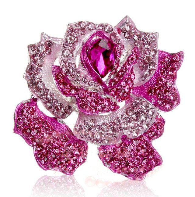 Bling Rose Flower Alloy Rhinestone Crystal DIY Phone Case Cover Deco Kit 75*80mm - Rose