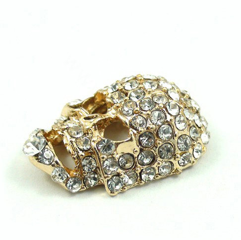Bling Skull Alloy Rhinestone Crystal DIY Phone Case Cover Deco Kit 14*21mm - Gold