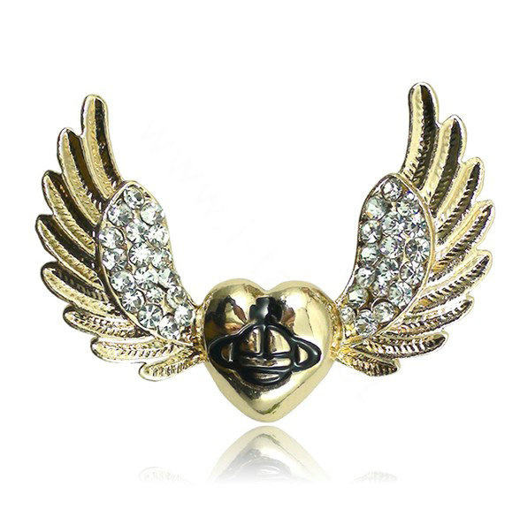 Bling Wings Alloy Rhinestone Crystal DIY Phone Case Cover Deco Kit 44*32mm - Gold