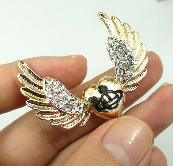 Bling Wings Alloy Rhinestone Crystal DIY Phone Case Cover Deco Kit 44*32mm - Gold
