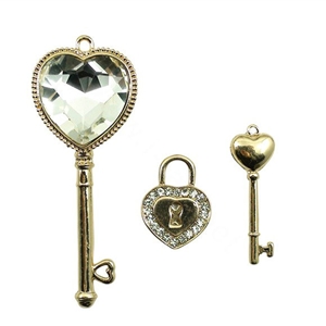 Bling keys Alloy Rhinestone DIY Phone Case Cover Deco Kit 3pcs - Gold