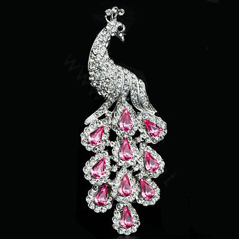 Luxury Bling Peacock Alloy Crystal Flatback DIY Phone Case Cover Deco Kit - Pink