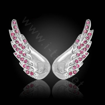 Bling Angel wing Alloy Rhinestone Crystal DIY Phone Case Cover Deco Kit 38*15mm - Pink