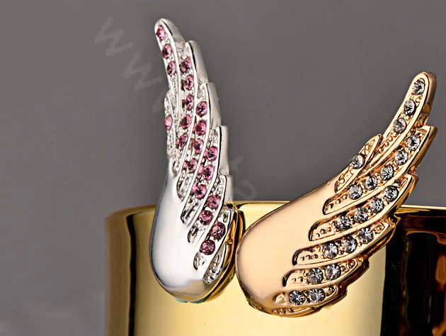 Bling Angel wing Alloy Rhinestone Crystal DIY Phone Case Cover Deco Kit 38*15mm - Pink