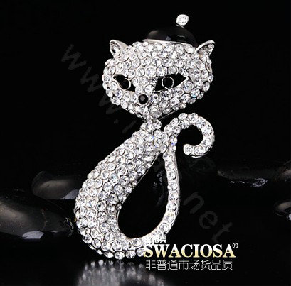 Bling Cat Alloy Crystal Rhinestone DIY Phone Case Cover Deco Kit 80*45mm - White