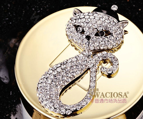 Bling Cat Alloy Crystal Rhinestone DIY Phone Case Cover Deco Kit 80*45mm - White